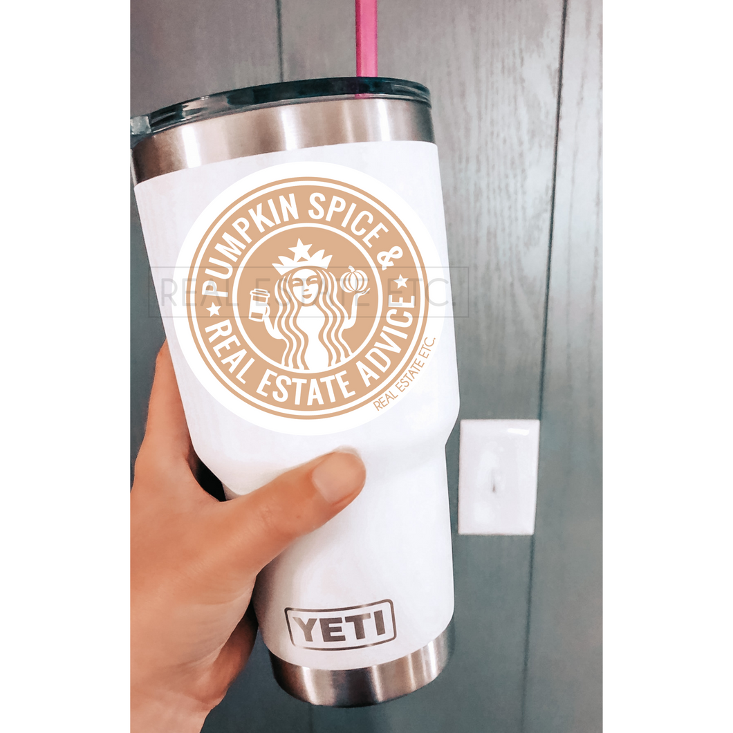 Pumpkin Spice & Real Estate Advice Vinyl Decal